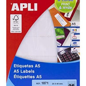 APLI 71y18 etiketter vit tryckt 25 x 40 mm 8410782018711