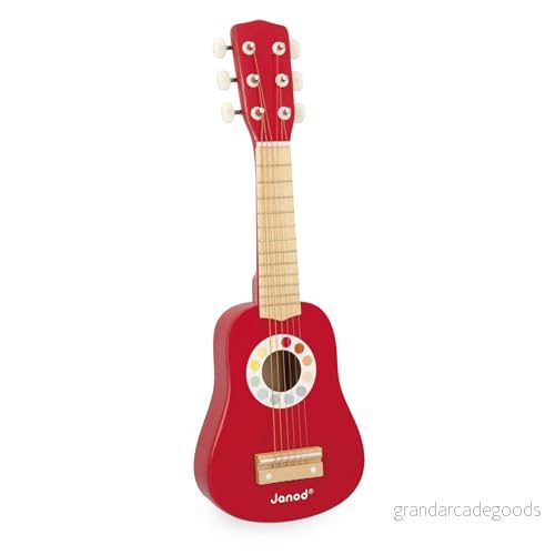 Janod My First Confetti Wooden Guitar Musical Imitation and Awakening Toy From 3 years old, J07628 3700217376284