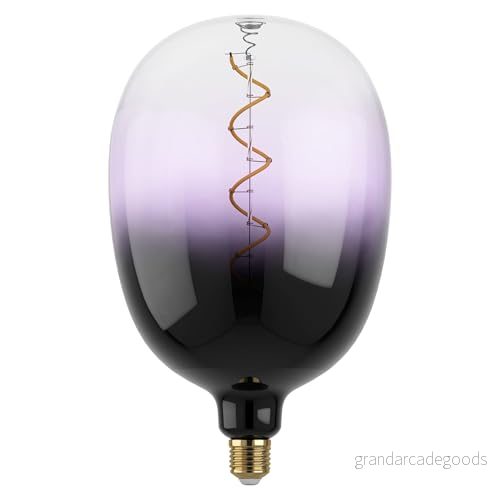 EGLO XXL Dimbar E27 lampa, spiral LED, retro glödlampa, stor storlek, extra dekorativ vintagelampa i lila och svart, 4 watt, 85 lumen, varmvitt ljus, 2 000 K, längd 29,5 cm 9002759125547