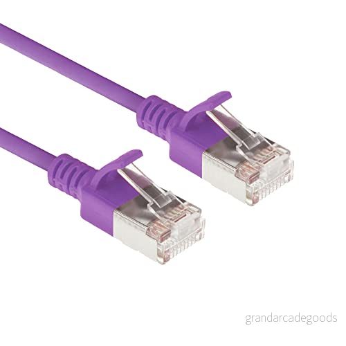 ACT CAT6a nätverkskabel, U/FTP LSZH LAN kabel tunn 3,8 mm slimline, flexibel snagless CAT 6a med RJ45 kontakt, för användning i datacenter, 5 meter, lila DC7305 8716065509984