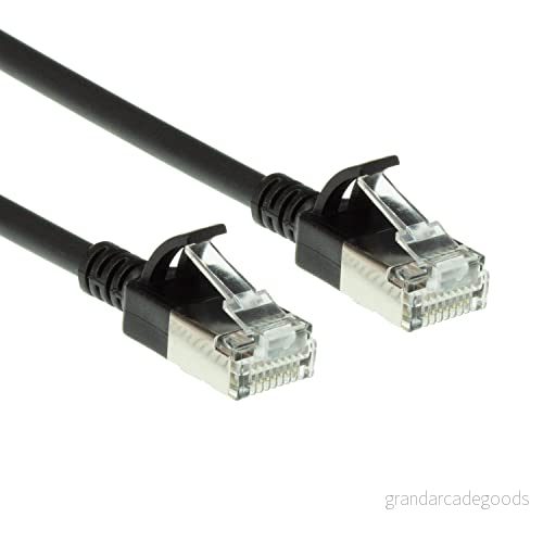 ACT CAT6a nätverkskabel, U/FTP LSZH LAN kabel tunn 3,8 mm slimline, flexibel snagless CAT 6a med RJ45 kontakt, för användning i datacenter, 1 meter, svart DC7901 8716065442304