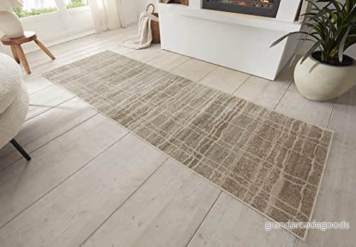 HANSE Home Jord Designermatta platt tyg vintage stil abstrakt modernt geometriskt mönster, Öko Tex vardagsrumsmatta för matsal, barnrum, ungdomsrum, hall kräm, 80 x 200 cm 4262377773604
