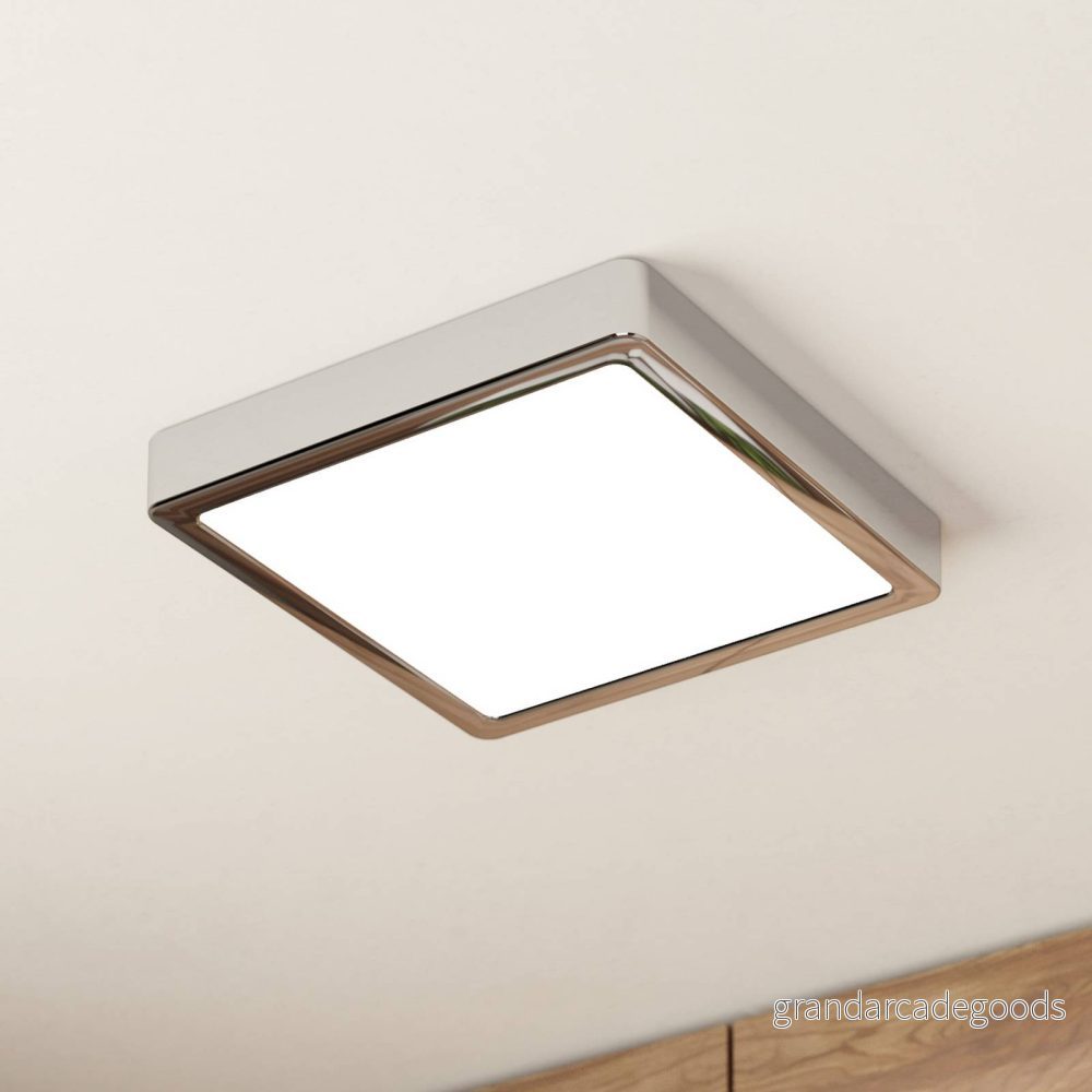EGLO LED taklampa Fueva 5 IP44 3000K krom 21x21cm 9008606245338