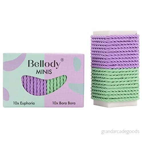 Bellody® Minis små minihårband för snygga flätfrisyrer och flätor (20 stycken turkos/lila) damhårband i olika färger 4260765160043
