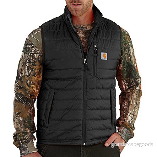 Carhartt Regnskydd för män avslappnad passform, lättviktig, isolerad, väst, ytterkläder, Svart, M 889192359390