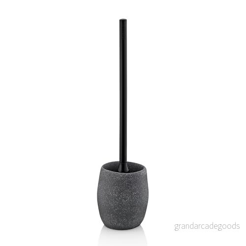 kela 23677 toalettbeslag, 2 delar, toalettborste och kruka, stenutseende, grå, Roda 4025457236778