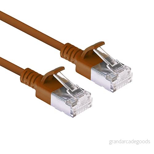 ACT CAT6a nätverkskabel, U/FTP LSZH LAN kabel tunn 3,8 mm slimline, flexibel snagless CAT 6a med RJ45 kontakt, för användning i datacenter, 3 meter, brun DC7203 8716065509885
