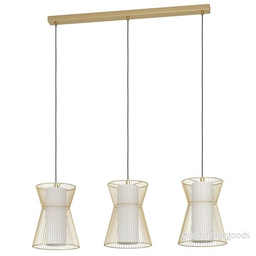 EGLO hängande lampa Maseta, 3-glödlampor pendelbelysning, belysning av metall i guld och glas opal matt, vit, matbordslampa, vardagsrumslampa hängande, E27-uttag 9002759996369