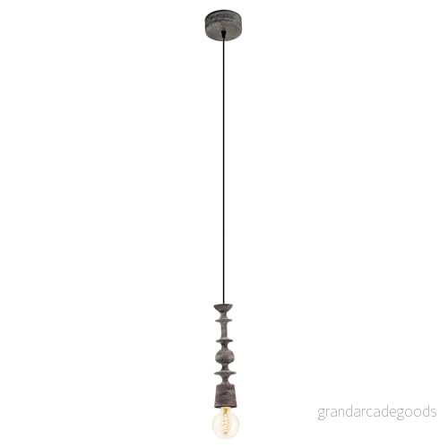 EGLO hängande lampa Avoltri, pendel belysning för vardagsrum och matsal, matrumslampa i trä svart patina, ljus med E27 uttag 9002759493752