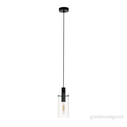 EGLO Montefino, 1 glödlampa hänglampa modern, svart metall och glas, matbordslampa, vardagsrumslampa hängande med E27 sockel 9002759973667 EGLO Montefino, 1 glödlampa hänglampa modern, svart metall och glas, matbordslampa, vardagsrumslampa hängande med E27 sockel 9002759973667