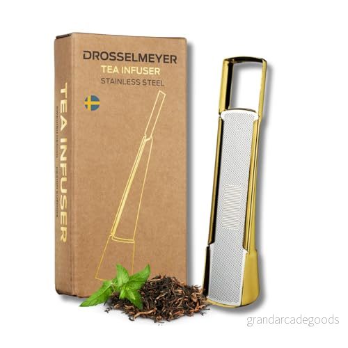 DDG Tea Infuser rostfritt stål tesil och sked 2 i 1 Elegant svensk design (Guld) 7350029221324