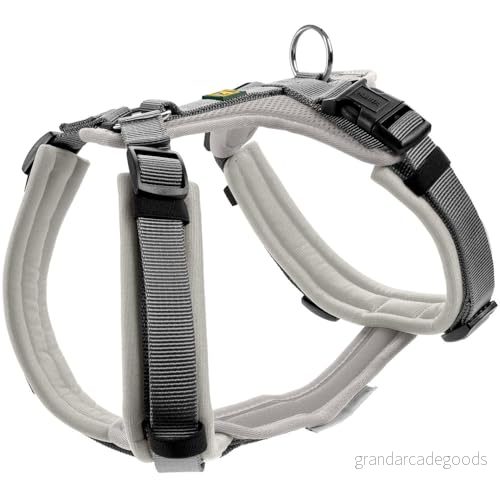 HUNTER hundsele Maldon UP, färg: ljusgrå/grå, mjuk vadderad och bekväm, mycket reflekterande tack vare 3M Scotchlite, 4 vägs justerbar, med vadderat handtag (från S M), storlek: XS 4016739697691