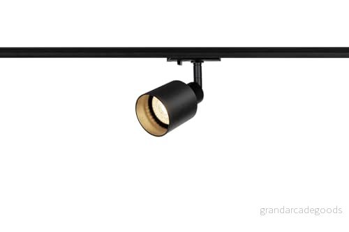 SLV PURI TRACK LED spårstrålkastare, svängbar och 1 fas spotlight, spot, taklampa, skensystem, interiörbelysning GU10, max. 50W, inkl. fasadapter, svart med glas 4024163221177