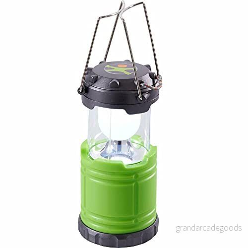 HABA 304152 Terra Kids campinglykta, campinglampa för barn av plast, max. 13 cm hög, Ø 9 cm, lyser med 3 x 1,5 V AA 6 timmar, metallstrykning och förvaringsfack 4010168238630