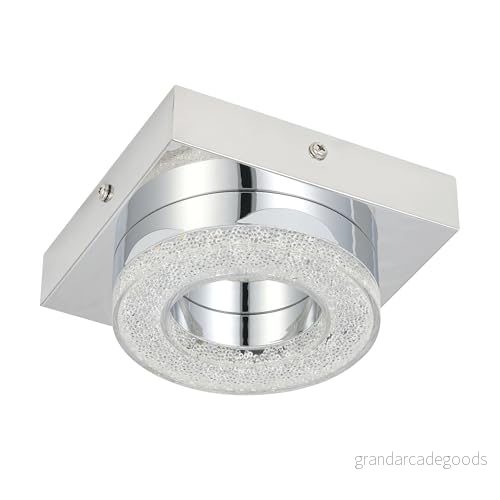 Eglo LED taklampa, Fradelo, 1 lampa, vardagsrum av metall och plast i krom, klar kristall, sovrum, rund, lysdioder, varmvit, L x B 14 cm 9002759956622