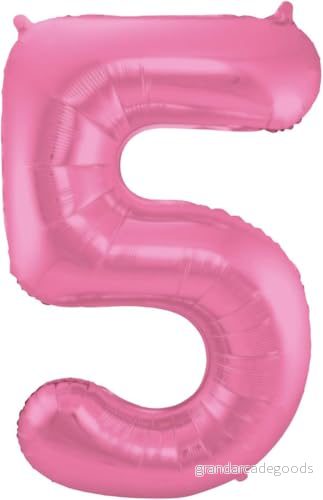 Folat Rosa metallfolie ballong nummer 5 86cm 8714572659055