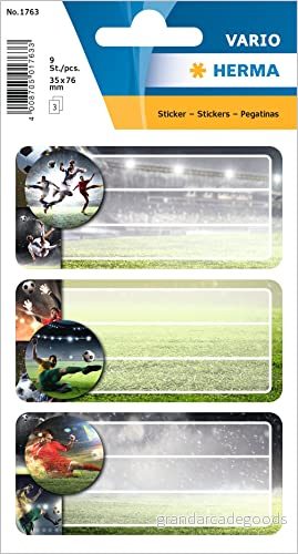 Herma boketiketter, självhäftande häftetiketter med motiv för skolan barn 76 x 35 mm Fußballplatz 4008705017633