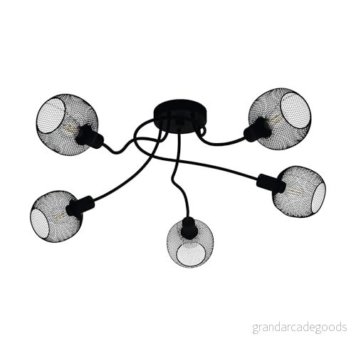 Eglo taklampa Wrington 1, med 5 ljuskällor, vintage, industriell, retro, vardagsrum av stål i svart, kök, halllampa, tak E14 sockel 9002759433741