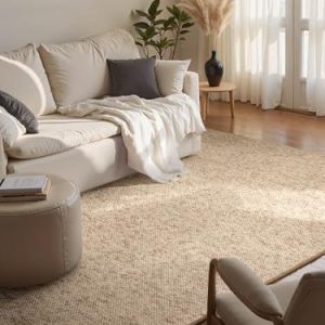 BT Carpet Wolly Matta vardagsrumsmatta, platt tyg, kort lugg, ullutseende, ull, Skandi look, matsal, vardagsrum, barnrum, sovrum kräm, 160 x 240 cm 4260482449070 BT Carpet Wolly Matta vardagsrumsmatta, platt tyg, kort lugg, ullutseende, ull, Skandi look, matsal, vardagsrum, barnrum, sovrum kräm, 160 x 240 cm 4260482449070