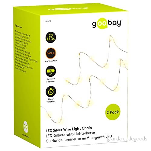 Goobay 44590 2 x 20 LED ljuskedja timerfunktion, batteridrift, 1,05 meter total längd, vit 4040849445903