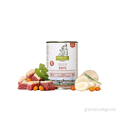 ISEGRIM Kan Vuxen Hund Anka + Chirivia, Havtorn bär och vilda örter, 400 g, 4250231540141