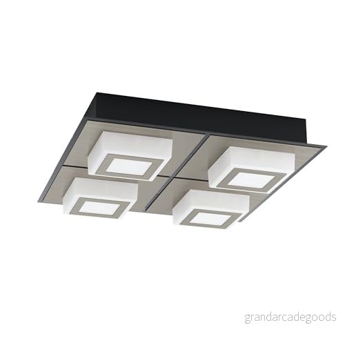 EGLO LED taklampa Masiano 1, 4 lampor, vägglampa, modern, av aluminium, stål och plast i svart, satin, vardagsrum, varmvit 9002759993641