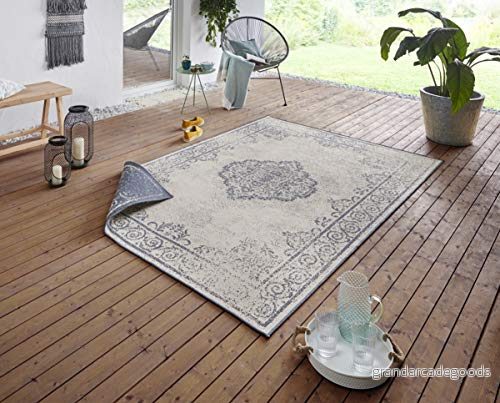 bougari inomhus & utomhus toalettmatta Cebu 120x170 cm Blå kräm 4260628029982