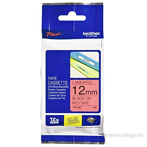 Brother TZE431 - Märkband 12 mm - Svart text/Röd botten 4977766686242