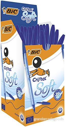 BIC Cristal mjuka kulspetspennor icke infällbar blå låda med 50 3086123355361