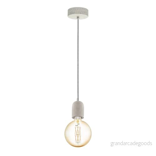 EGLO Pendellampa Yorth, 1 hängande glödlampa vintage, industriell, av stål, kabel i svartvitt, matbordslampa, vardagsrumslampa med E27 sockel 9002759325312