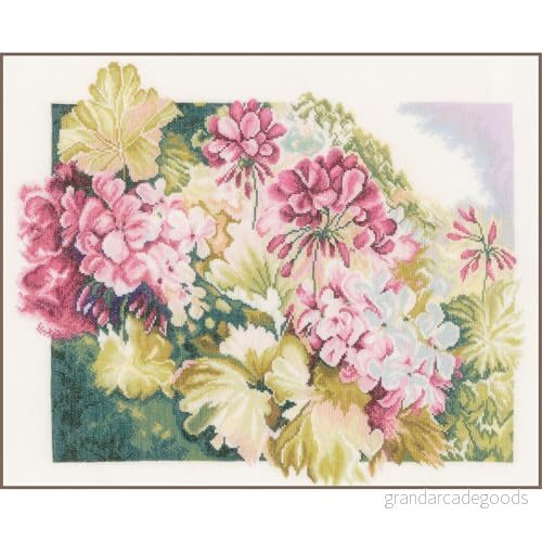 Lanarte Räkningsmönster förpackning pelargon linne korsstygn, bomull, flerfärgad, 49 x 41 0,3 cm 5413480541300