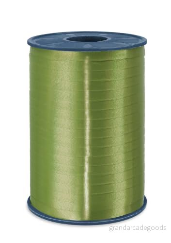 C.E. Pattberg AMERICA Gåvolocktband oliv (grön), 546 meter ballongband för presentförpackning, 0,5 cm bredd, tillbehör dekoration och hantverk, dekorationsband presenter 4009236502933