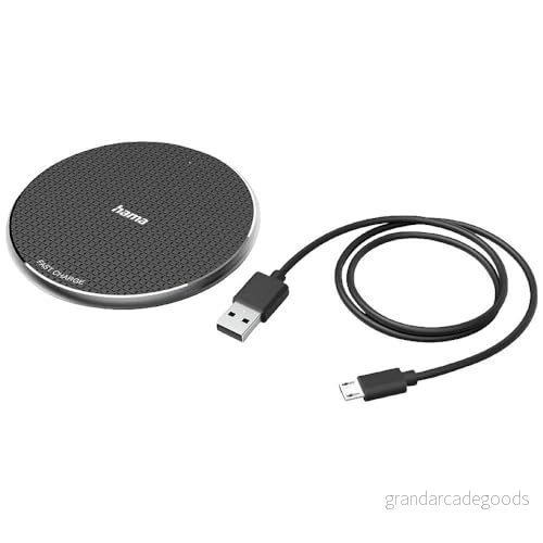 Hama Wireless Charger, trådlös Qi laddningsplatta 10 watt, för smartphones (induktiv laddning, induktionsladdare, snabbladdare, bordsladdningsstation, metall) svart 4047443488589