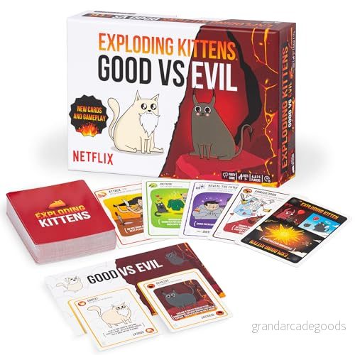 Exploding Kittens Good vs. Evil 55 Kort inspirerade av Netflix serien Höj nivån på med nya karaktärer Familjespel för barn och vuxna Roliga kortspel timmar spelglädje 3770019647110