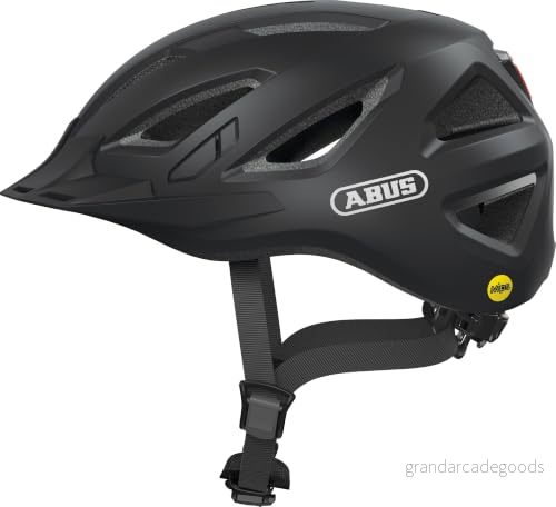 ABUS Urban I 3.0 MIPS stadshjälm cykelhjälm med bakljus, visir och magnetisk stängning för stadstrafik herr dam matt svart, L 4003318891816