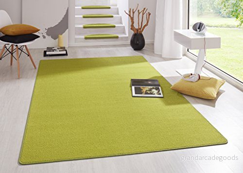 Hanse Home Inomhatta Fancy vardagsrumsmatta enfärgad modern velourmatta för matsal, vardagsrum, barnrum, hall, sovrum, kök grön, 160 x 240 cm 4260525251301
