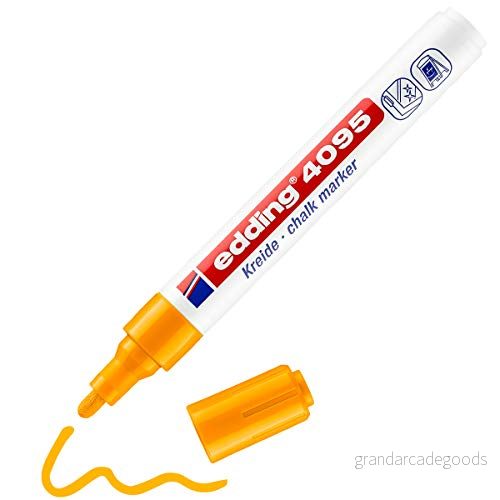 edding 4095 kolmarker neonorange 1 kolpenna rund spets 23 mm vattenlöslig penna med medium för krittalvor, fönster, glas, speglar flytande kolmärkpennor opak täckning 4004764894192