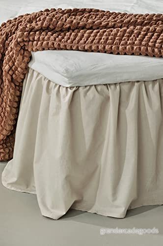 Jotex Zack Volant sängskydd 100% högkvalitativ ekologisk bomull sängkjol, höjd 45 cm beige, 140 x 200 7325902518761