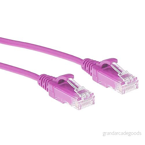 ACT CAT6 nätverkskabel, U/UTP LSZH LAN kabel tunn 3,8 mm smal linje, flexibel snagless Ethernet med RJ45 kontakt, för användning i datacenter, 7 meter, rosa DC9407 8716065509519