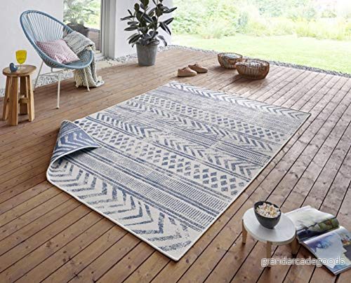 bougari inomhus & utomhus toalettmatta Biri 80x150 cm Blå kräm 4260628029630