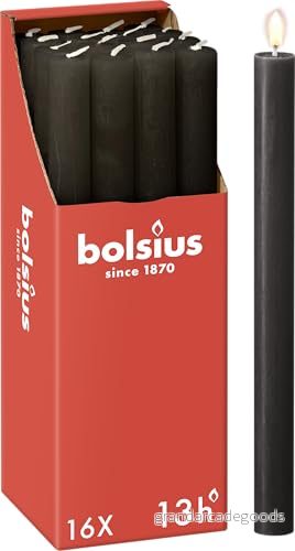 Bolsius Rustik stavljus antracit 16 stycken 27 x 2,3 cm längd brinntid 13 timmar oparfymerat innehåller naturligt växtvax utan palmolja 8717847147356