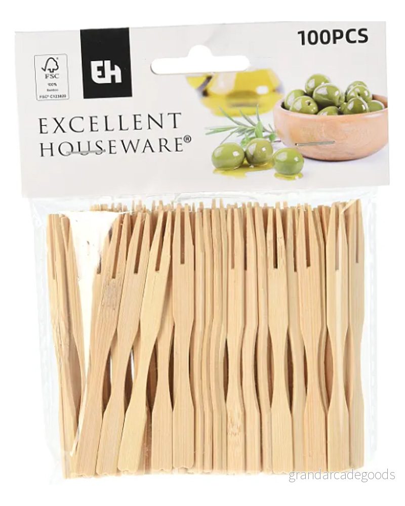 Excellent Houseware Bamboo Cocktail Forks 100 stk. 8719987498138