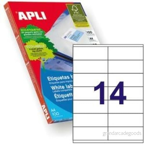 Apli 002604 Pack 100 tvåfärgade etiketter för skrivare 105 x 40 8410782012757