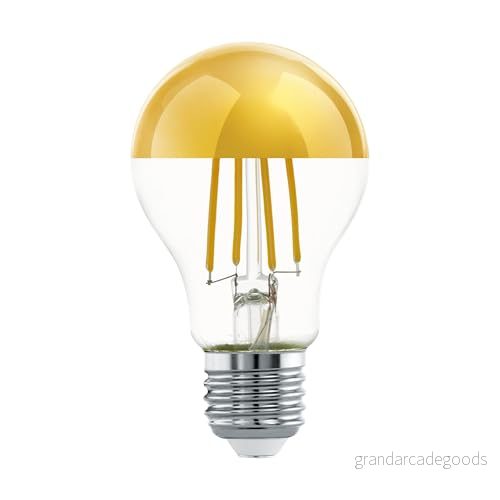 EGLO E27 LED lampa, toppförspeglad glödlampa i guld, bländfri ljuskälla, 7,5 Watt (motsvarar 60 Watt), 806 Lumen, varmvit, 2700 K, spegelglödlampa, Edison A60, Ø 6 cm 9008606227679