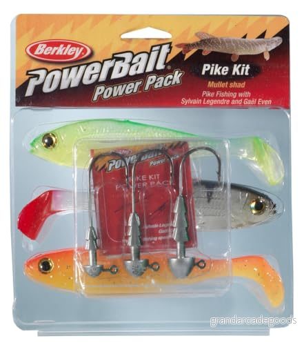 Berkley PowerBait Pro Pack Pike; stort urval av mjuka beten för sportfiskare som söker gäddfiske; starka vibrationer och alternativ jigghuvud med flera djup, 15 cm, Assorted 28632529126