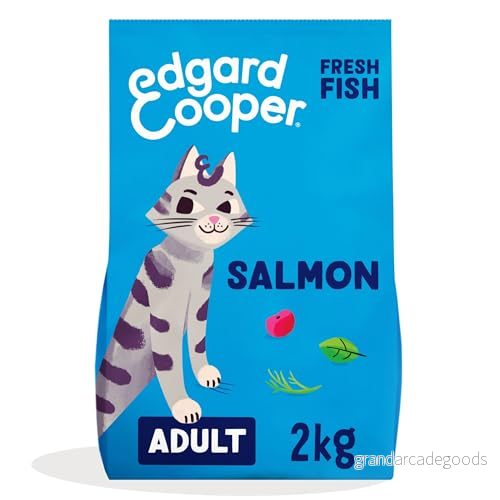 Edgard & Cooper Mat för vuxna katter, (salmon, 2 kg), steriliserade och aktiva utan spannmål, naturliga ingredienser, färskt kött, allergivänligt, inget tillsatt socker 5407009640360