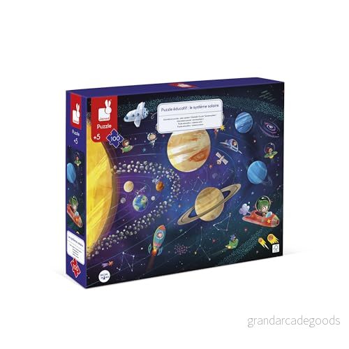 Janod Solar System Children's 100 Piece Educational Puzzle Develops Fine Motor Skills and Concentration Suitable for Ages 5 Up, J02678 3700217326784