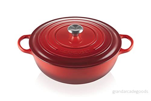 Le Creuset Signature gjutjärnspanna med lock, Ø 32 cm, La Marmite, rund, lämplig för alla typer av spisar och induktion, volym: 4,1 l, 6,275 kg, körsbärsröd 24147294986
