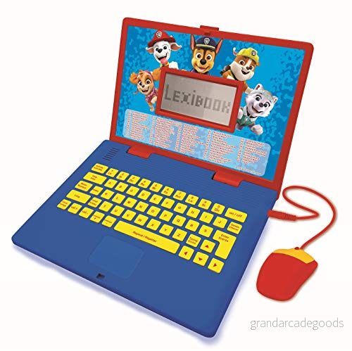 Lexibook Paw Patrol Tvåspråkig bärbar dator för utbildningsändamål, engelska och franska, 124 aktiviteter, matematik, logik, musik, klocka, spel, barnleksaker (flickor pojkar) JC598PAi3 3380743085647