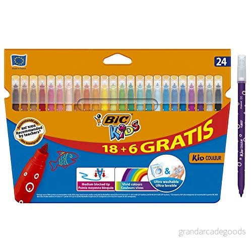 BIC Nordic AB Kids Kid Couleur Tuschpennor Medelstor Spets Blandade Färger, Värdepack 18+6 3270220103240